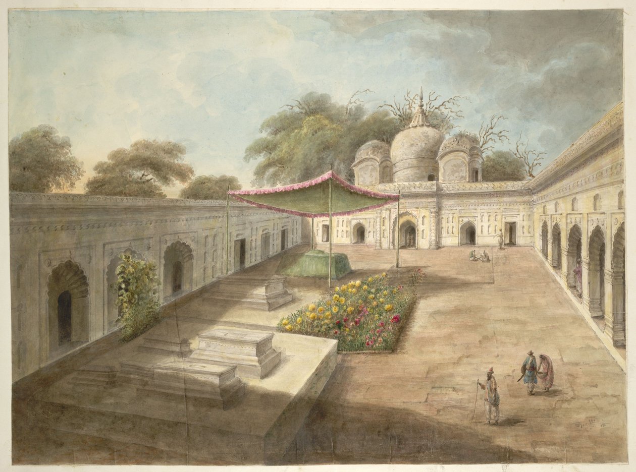 Meczet z grobowcami i świątynią na dziedzińcu, Najibabad, 1814-15 autorstwa Sita Ram