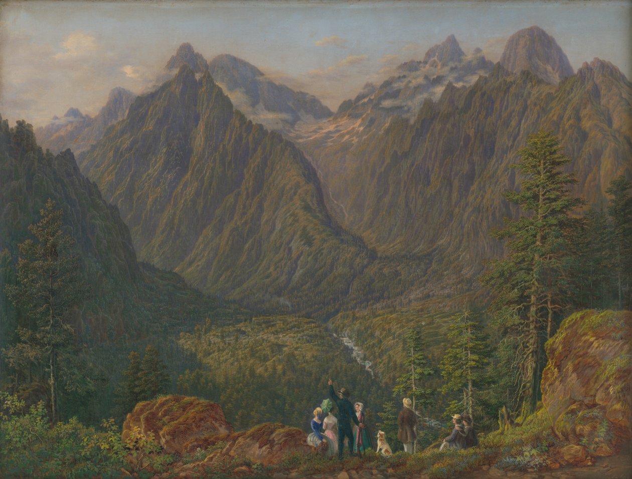 Tatrzański krajobraz z postaciami, 1855 autorstwa Slovakian School