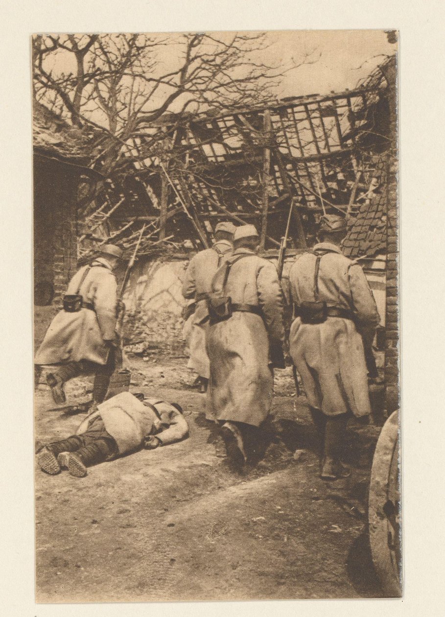 Bitwa pod Arras (9 maja do czerwca) była dla Niemców niezwykle krwawa. (...) Oto epizod zdobycia Neuville (...) (tytuł na obiekcie) 12 cartes postales illustrées de la Grande Guerre / Pochette No 2 (tytuł serii na obje autorstwa Sémaphore