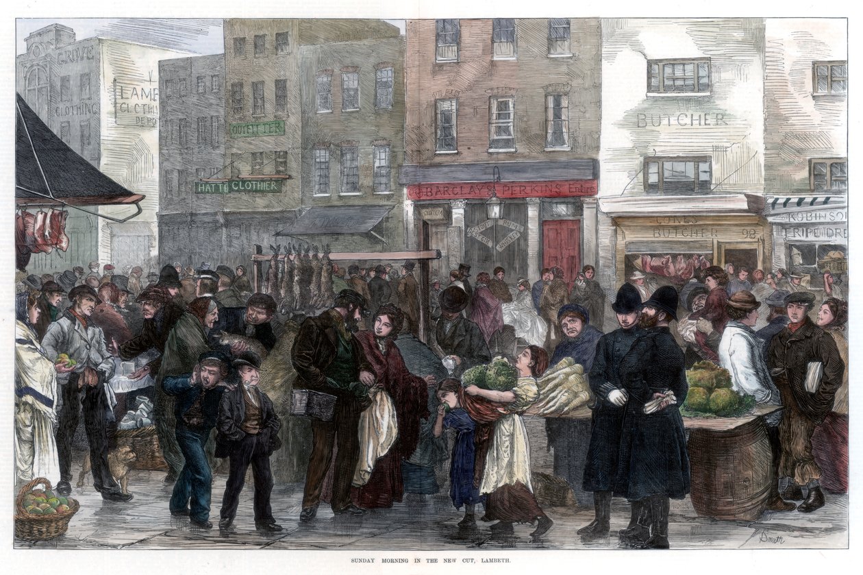 „Niedzielny poranek w nowej odsłonie, Lambeth”, 1872 r. autorstwa Smith