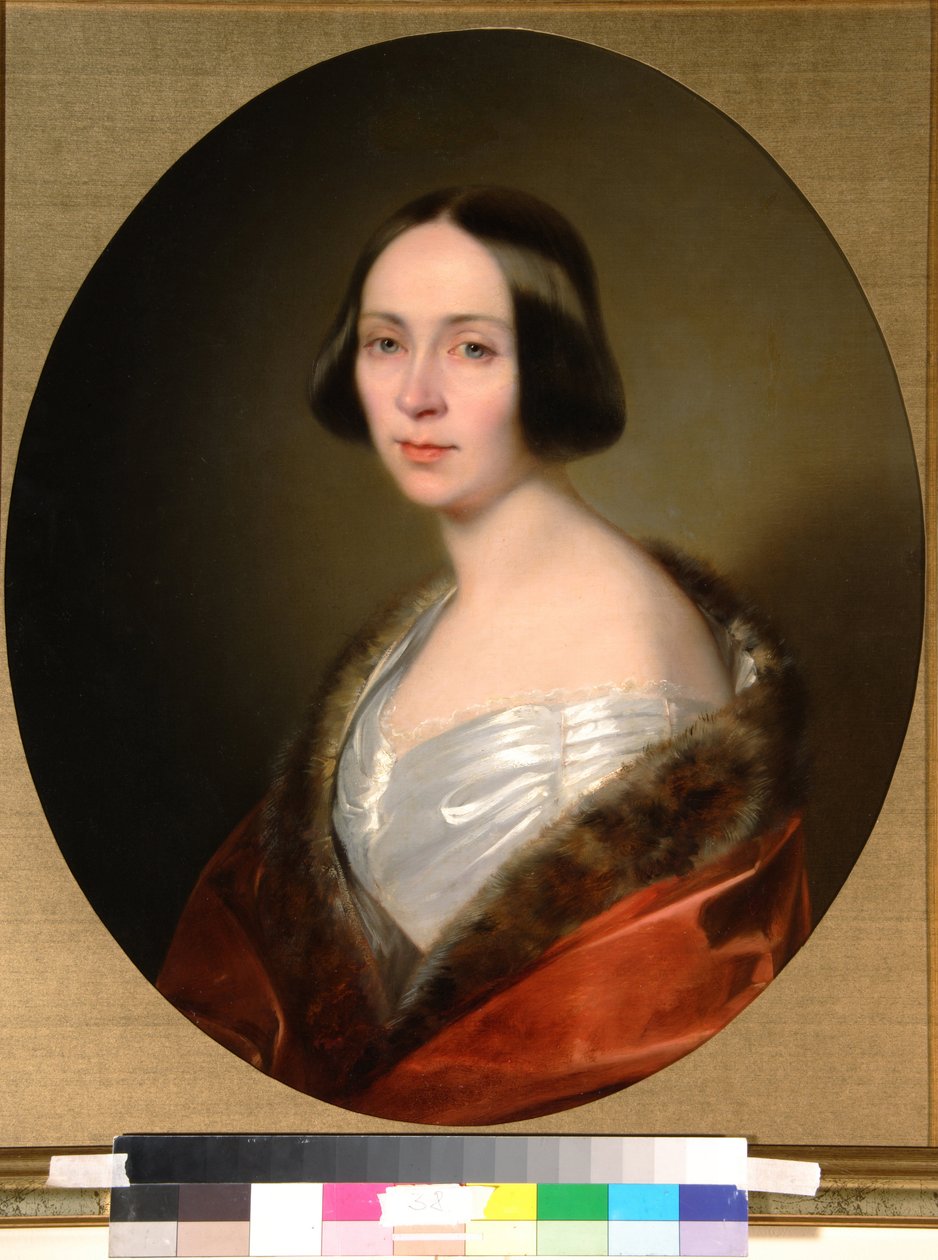 Portret hrabiny Louise Trofimovna Golitsyna (1810-1887), z domu Baranova - Obraz Sandora Koziny (1808-1873), olej na płótnie (68x55 cm), początek 1840 - Portret hrabiny Louise Trofimovna Golitsyna, Olej na płótnie Sandora Koziny , Wczesne lata 40. XIX wiek autorstwa Sándor Kozina