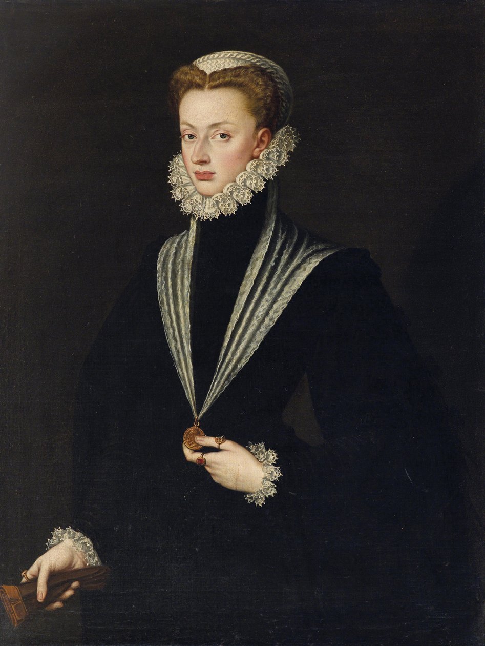 Joanna Austriacka (Jeanne de Habsbourg) - Portret Joanny Austriackiej (1547-1578) autorstwa Anguissoli, Sofonisba (ok. 1532-1625). Olej na płótnie, format: 106x81, , Kolekcja prywatna autorstwa Sofonisba Anguissola
