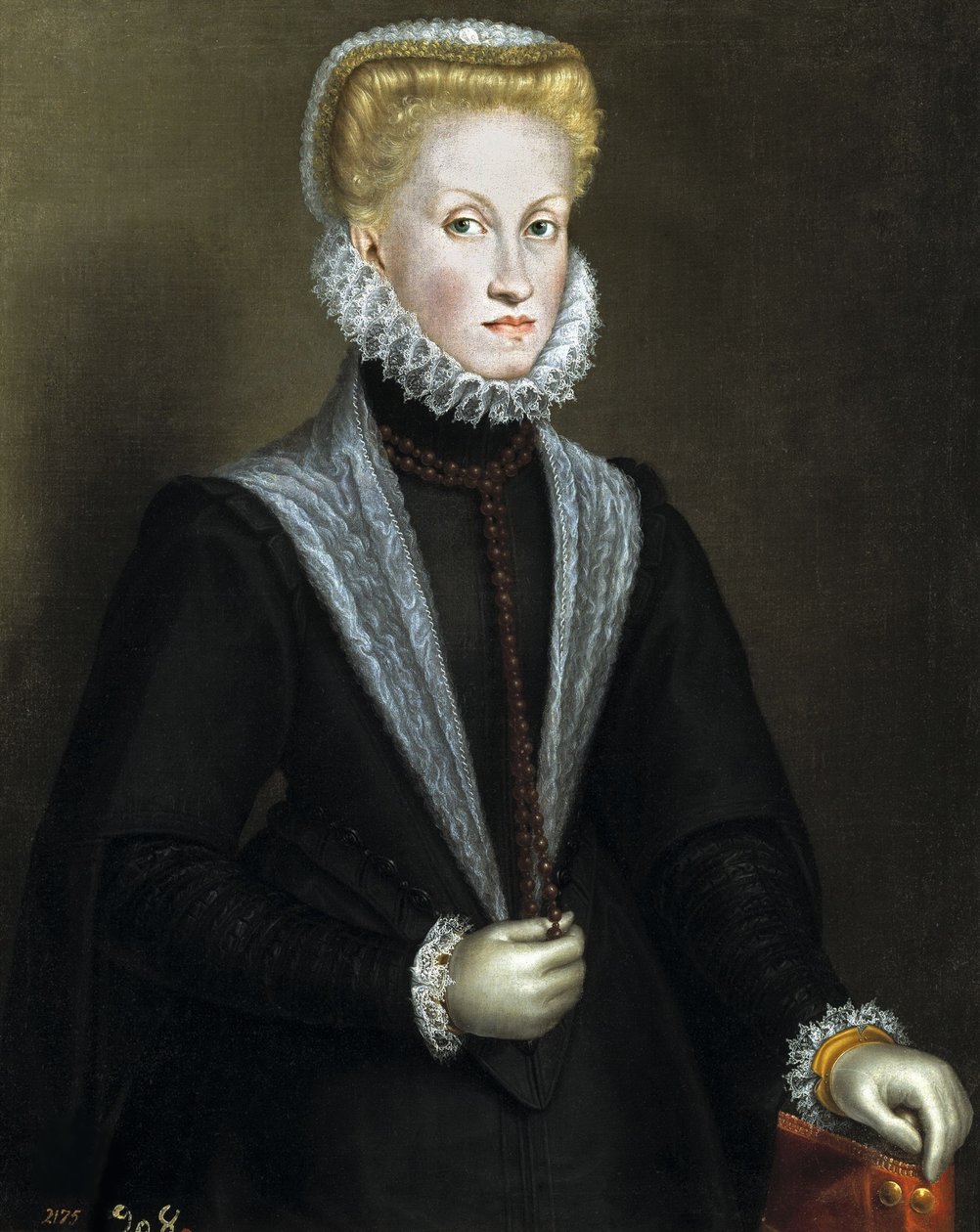 Portret Anny Austriaczki 1549-1580, małżonki królowej Hiszpanii i Portugalii, 1573. autorstwa Sofonisba Anguissola