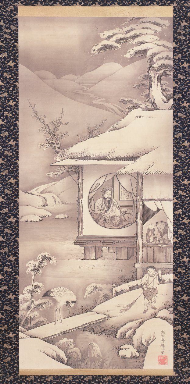 Lin Bu (Lin Hequing) ok. 1775 r. (atrament na papierze) autorstwa Soga Shohaku