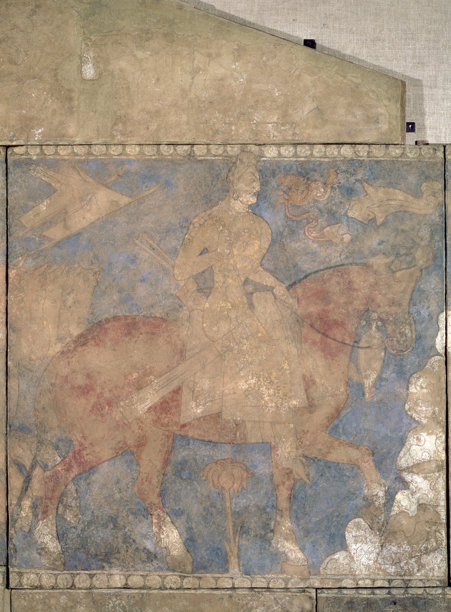 Bohaterski Rustam, z Penjikent, I poł. VIII w. (malarstwo ścienne na tynku) autorstwa Soghdian