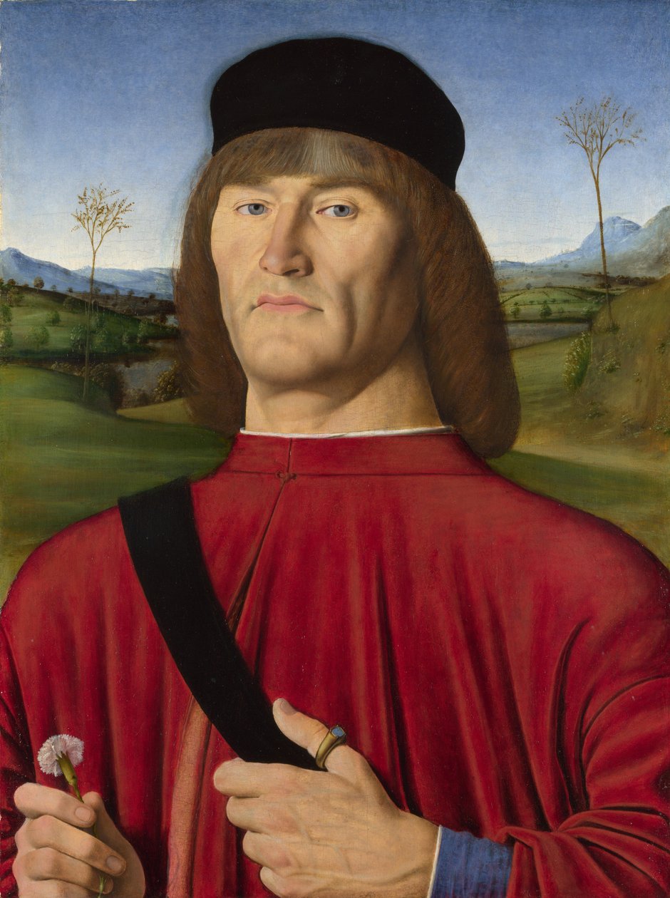 Mężczyzna z różowym, ok. 1495 autorstwa Solari