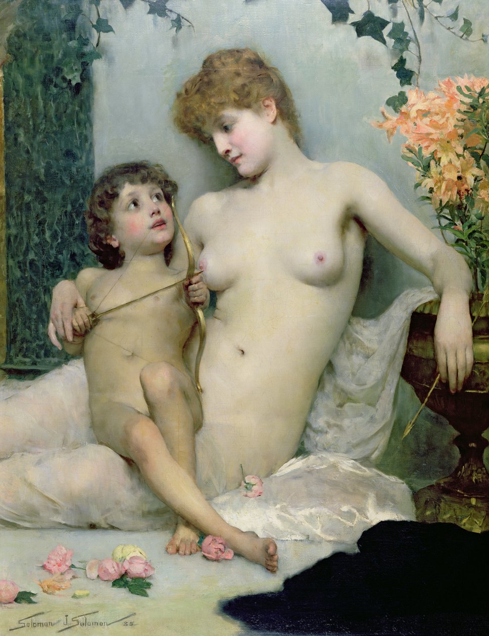 Pierwsza lekcja miłości, 1885 autorstwa Solomon Joseph Solomon