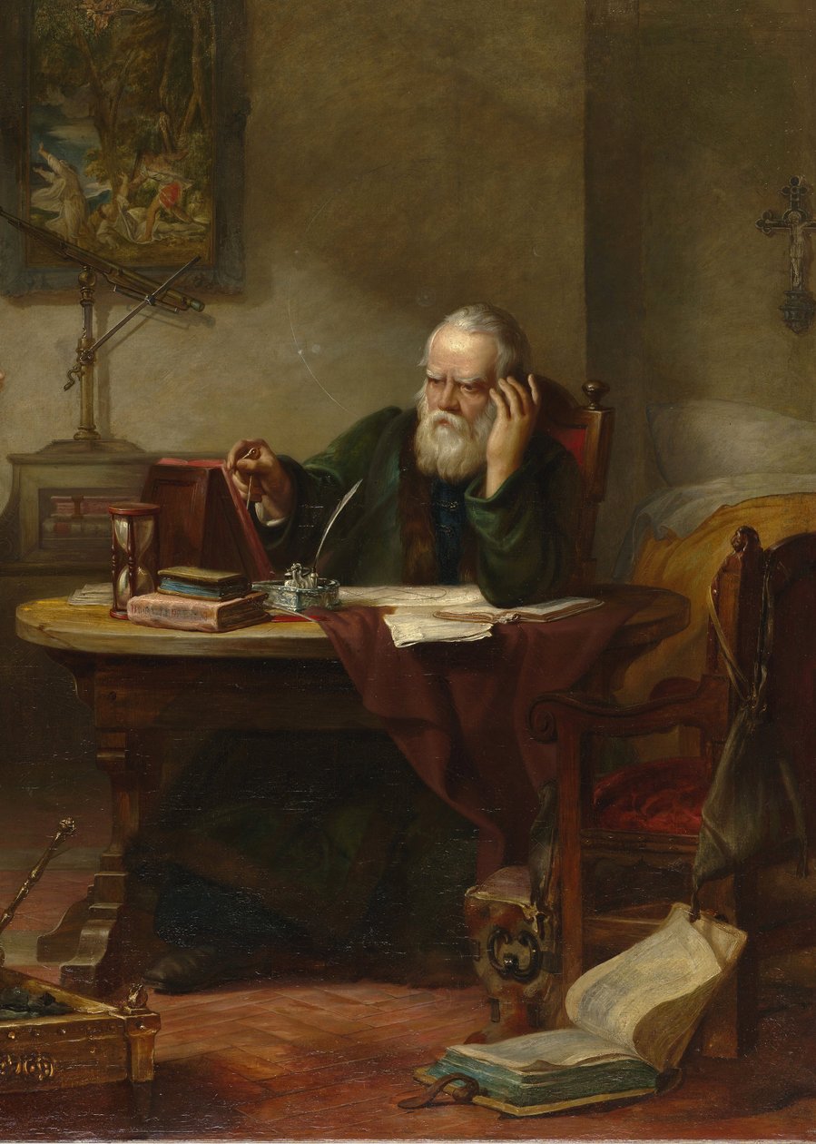 Szczegółowy opis: John Milton odwiedzający Galileo Galileo jako więzień inkwizycji par Hart, Solomon Alexander (1806-1881) autorstwa Solomon Alexander Hart