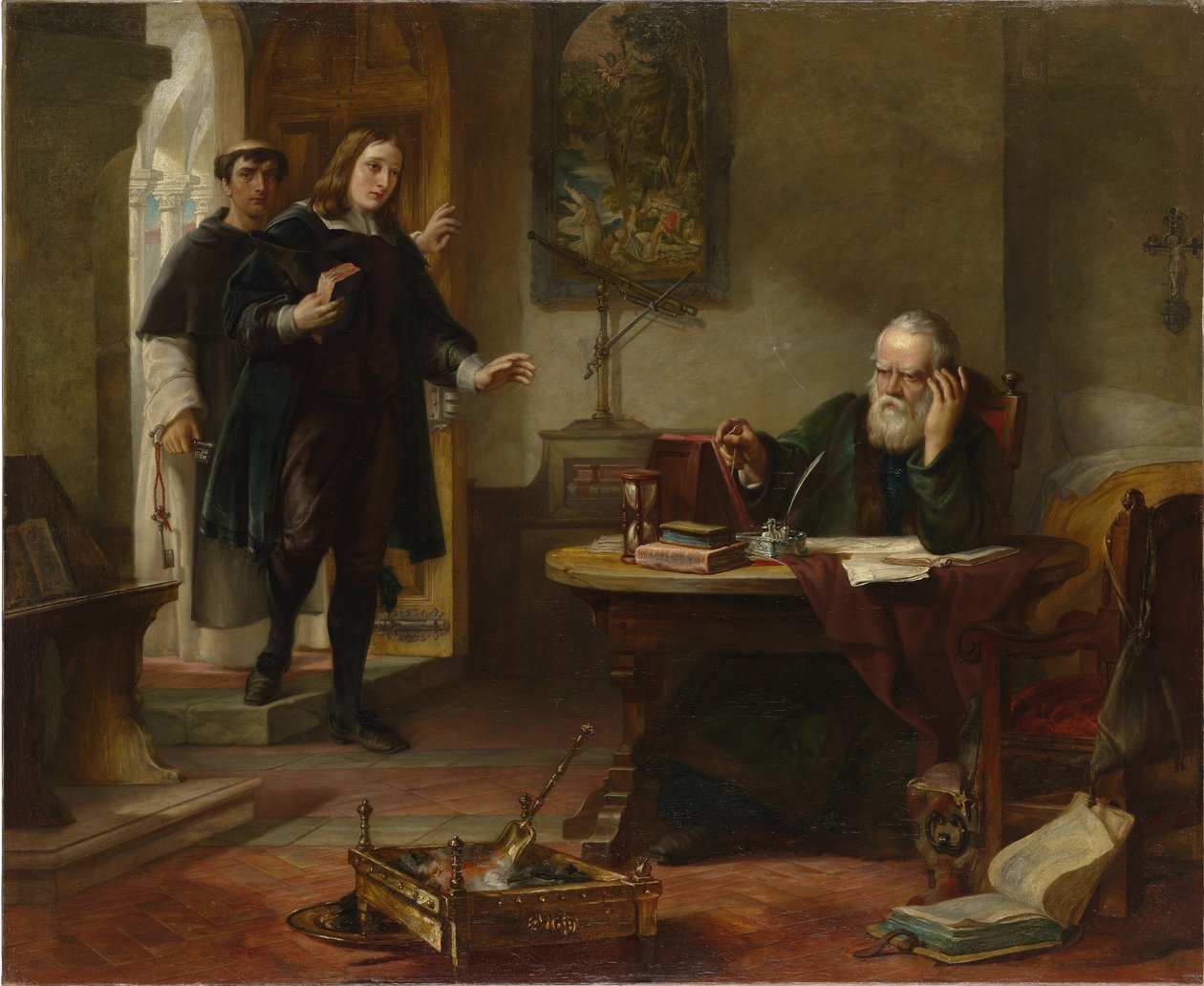 Milton odwiedza Galileo jako więzień inkwizycji, 1847 autorstwa Solomon Alexander Hart