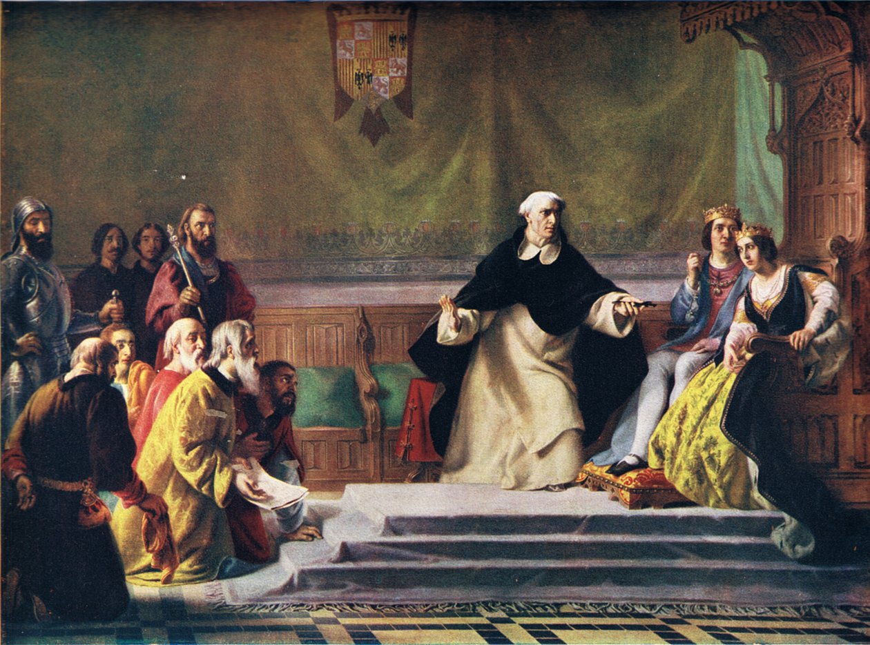 Wypędzenie Żydów z Hiszpanii z „Historii narodów Hutchinsona” (lito kolorowe) autorstwa Solomon Alexander Hart