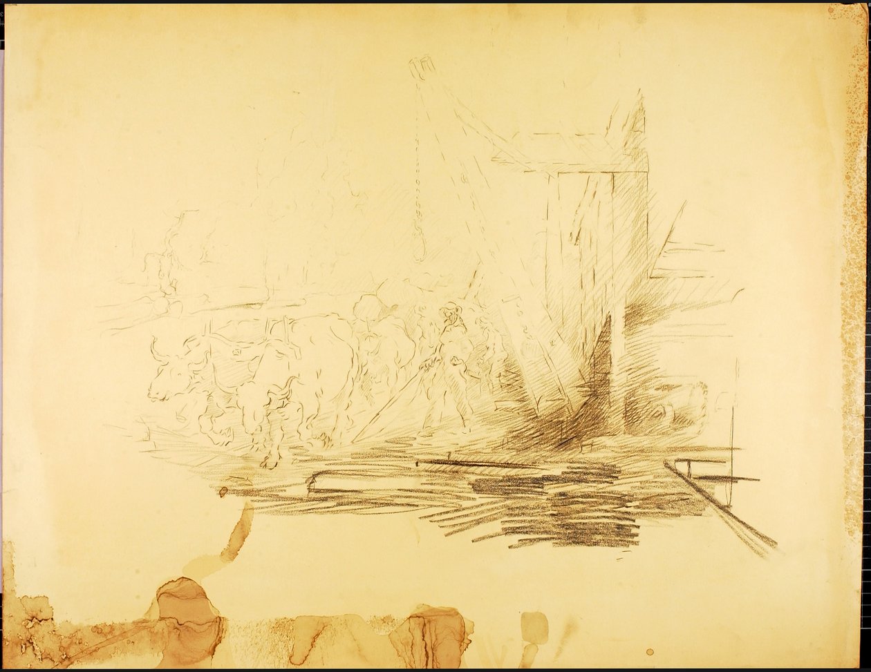 Obóz pozyskiwania drewna autorstwa Solon H. Borglum