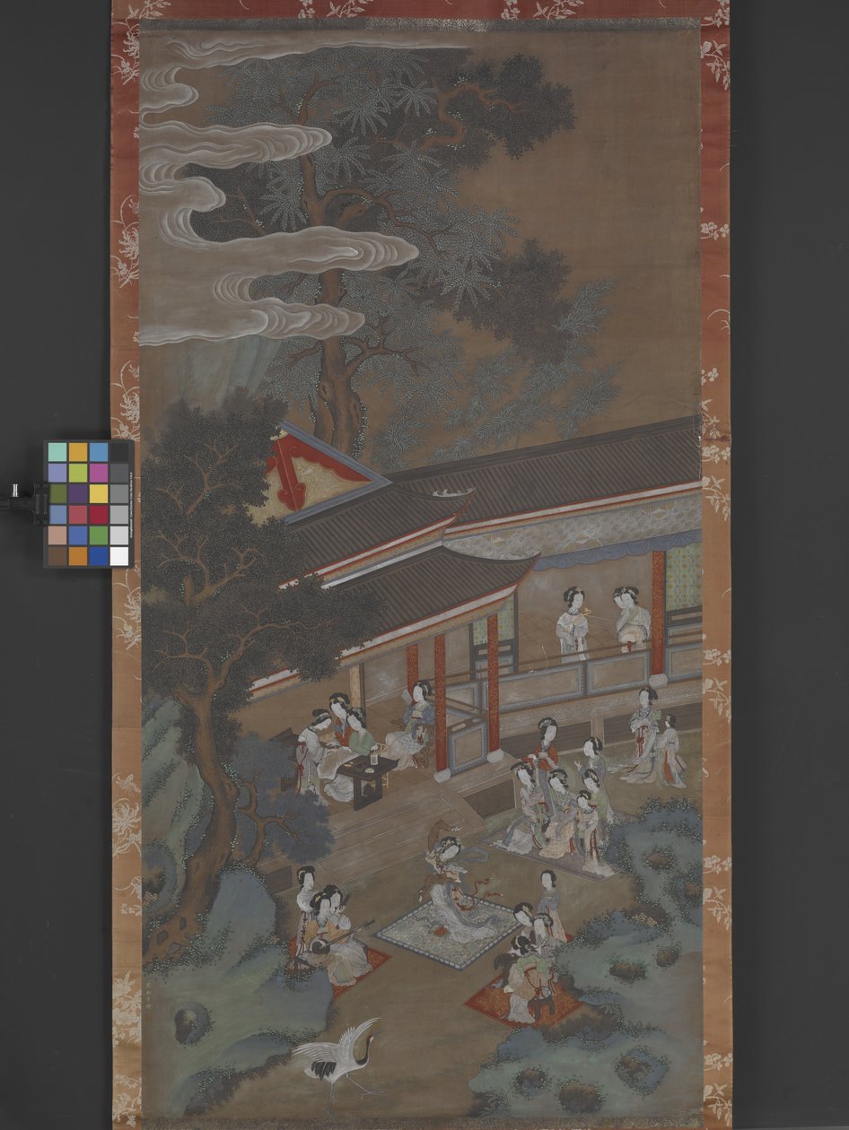 A Revel In The Han Palace, data nieznana (tusz, kolor i złoto na papierze) autorstwa Songnian Liu