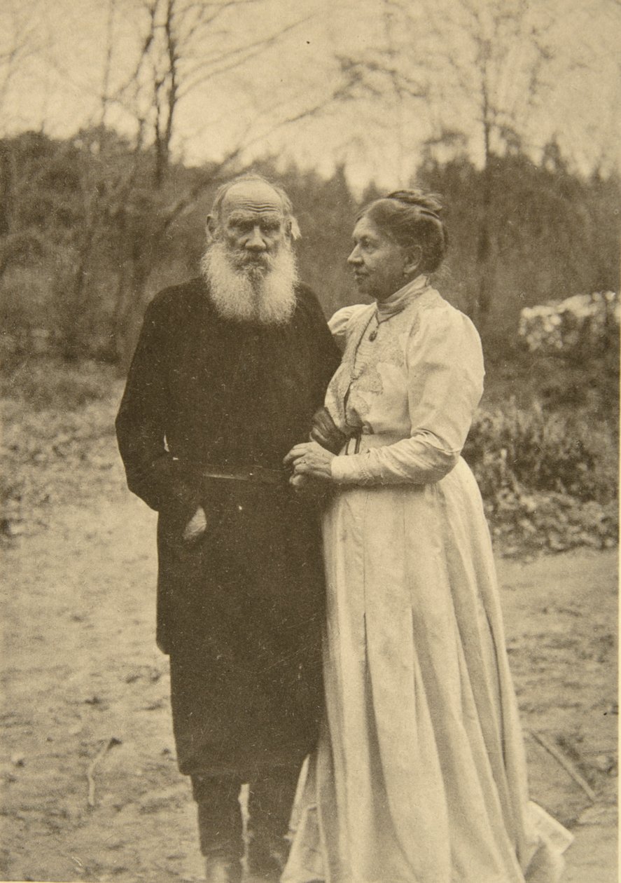 Rosyjski pisarz Lew Tołstoj i jego żona Zofia, Rosja, 23 września 1910. autorstwa Sophia Andreevna Tolstaya