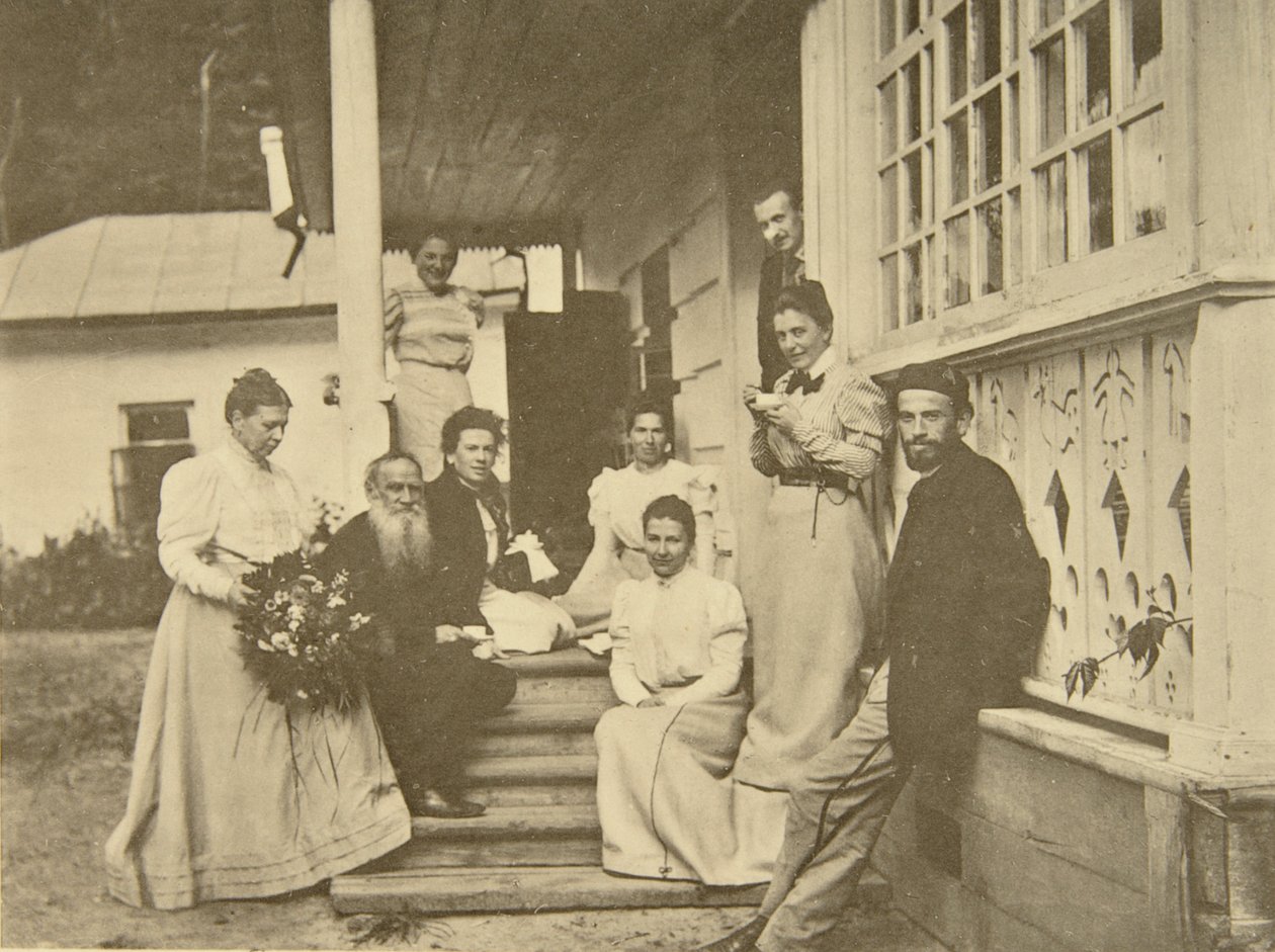 Rosyjski pisarz Lew Tołstoj z rodziną w urodziny żony, Rosja, 1900 autorstwa Sophia Andreevna Tolstaya