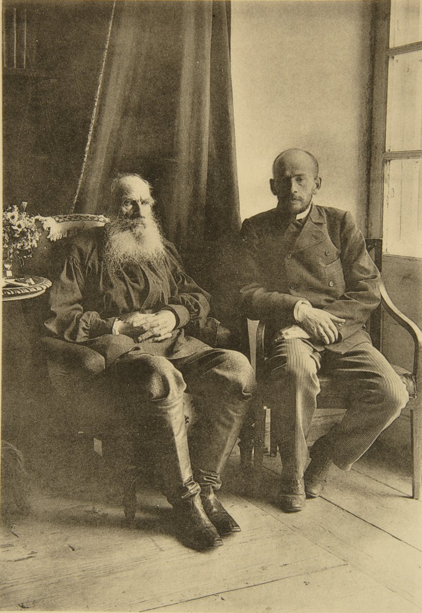 Rosyjski pisarz Lew Tołstoj z synem Lwem, Rosja, 1899 autorstwa Sophia Andreevna Tolstaya