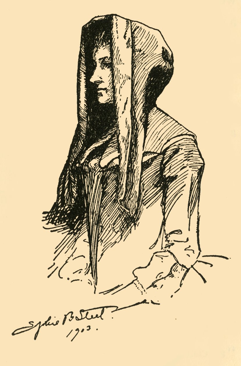 Kaptur Camlet, wzięty z oryginalnego ubrania, c1702, 1903, 1937. autorstwa Sophie B. Steel
