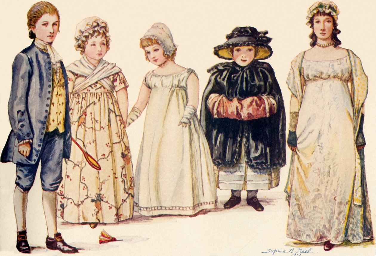 Ubiór dziecięcy za panowania królowej Anny, Jerzego I, II i III 1702-1790, 1903, 1937. autorstwa Sophie B. Steel