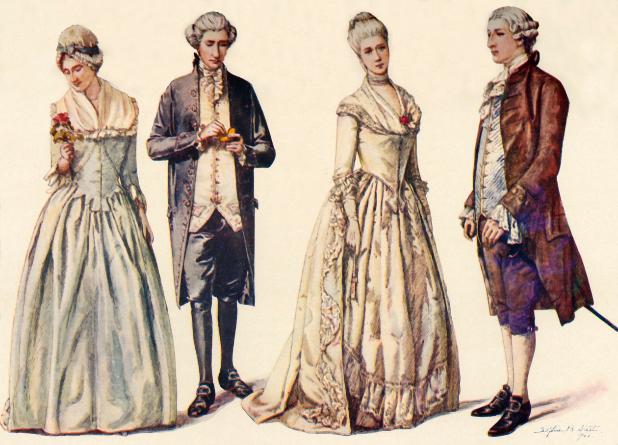 Odzież za panowania Jerzego II 1760-1776, 1903, 1937. autorstwa Sophie B. Steel