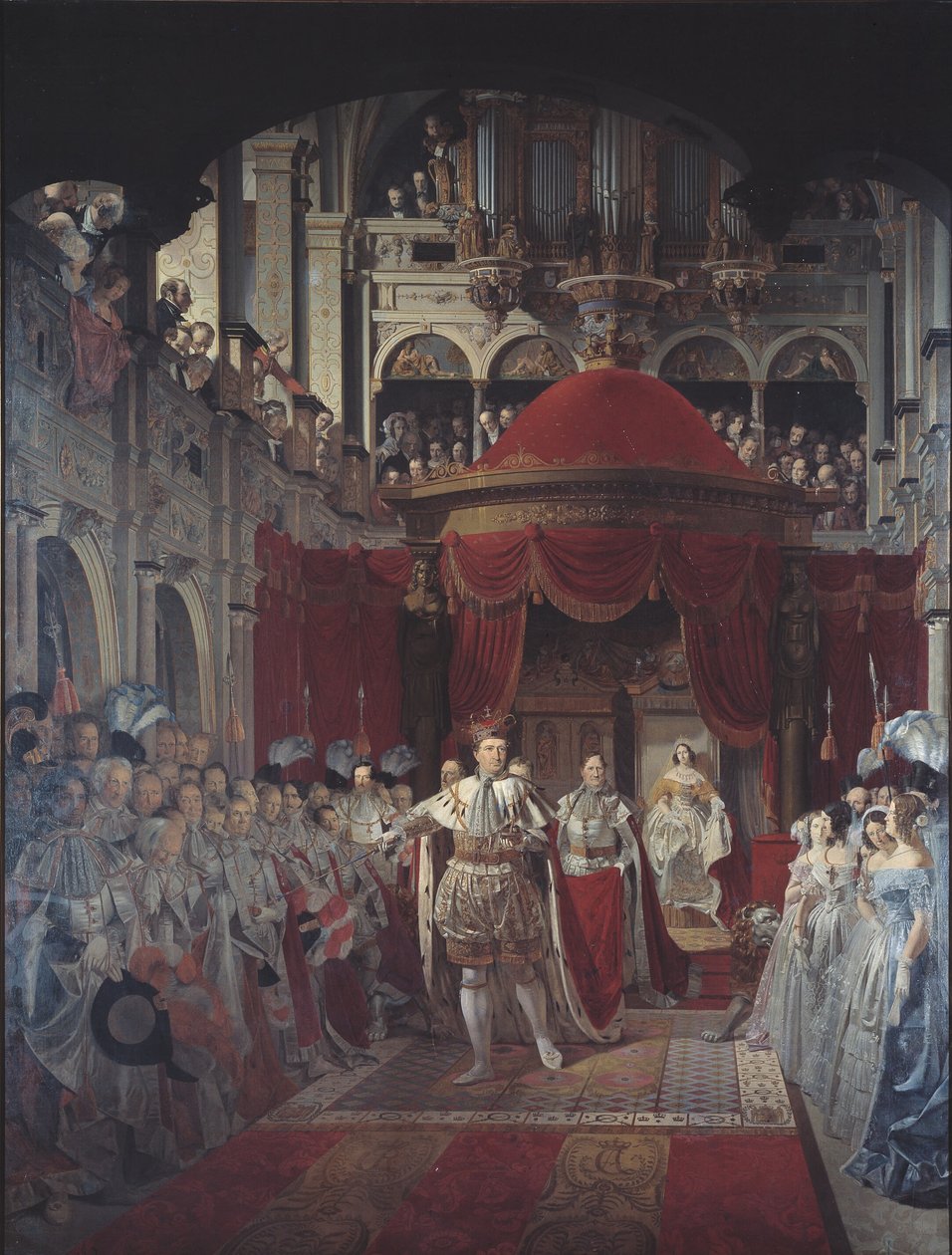 Namaszczenie Christiana VIII i Caroline Amalie w kościele pałacowym Frederiksborg w dniu 28 czerwca 1840 r autorstwa Sophus Schack