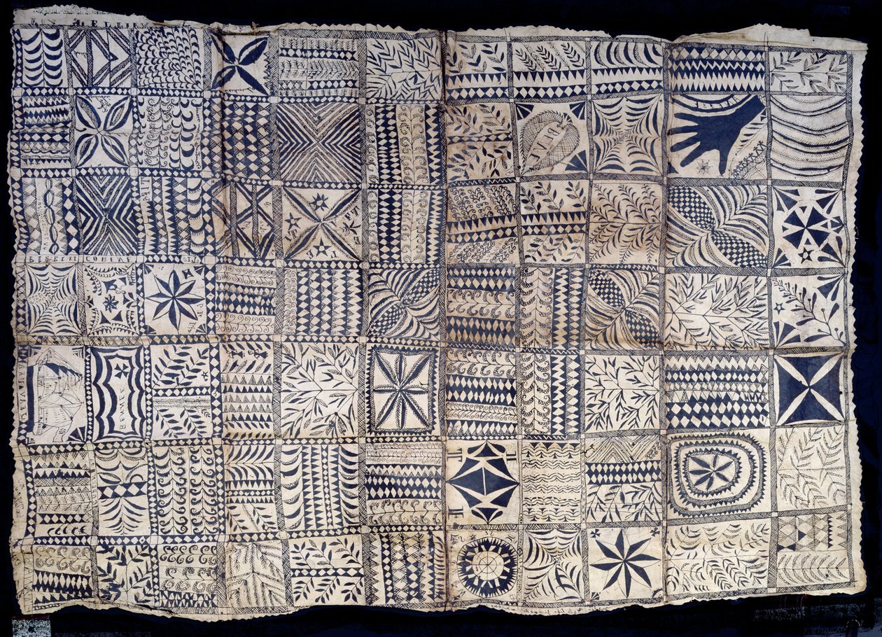 Tkanina Niue Tapa, z wyspy Niue, ok. 1885 (pigment na tkaninie z kory) autorstwa South Pacific