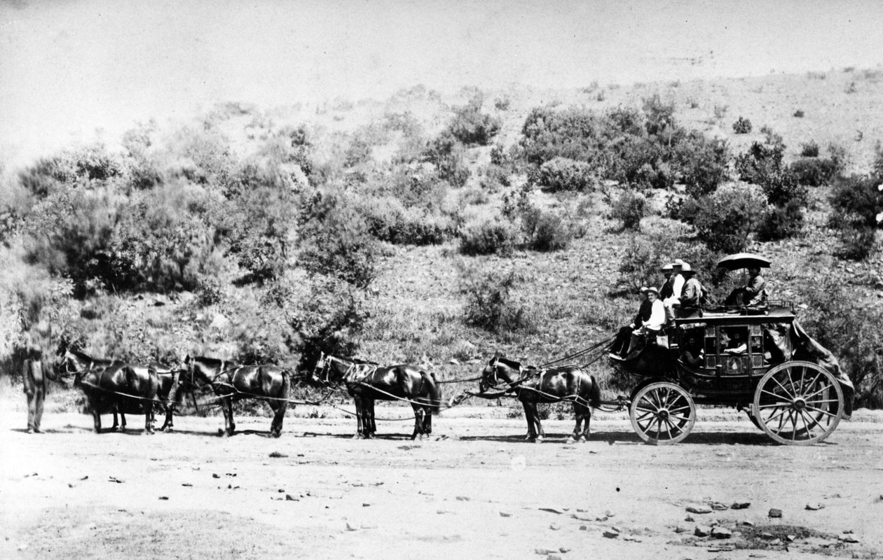 Dyliżans wjeżdżający do Pretorii, ok. 1895 r. autorstwa South African Photographer