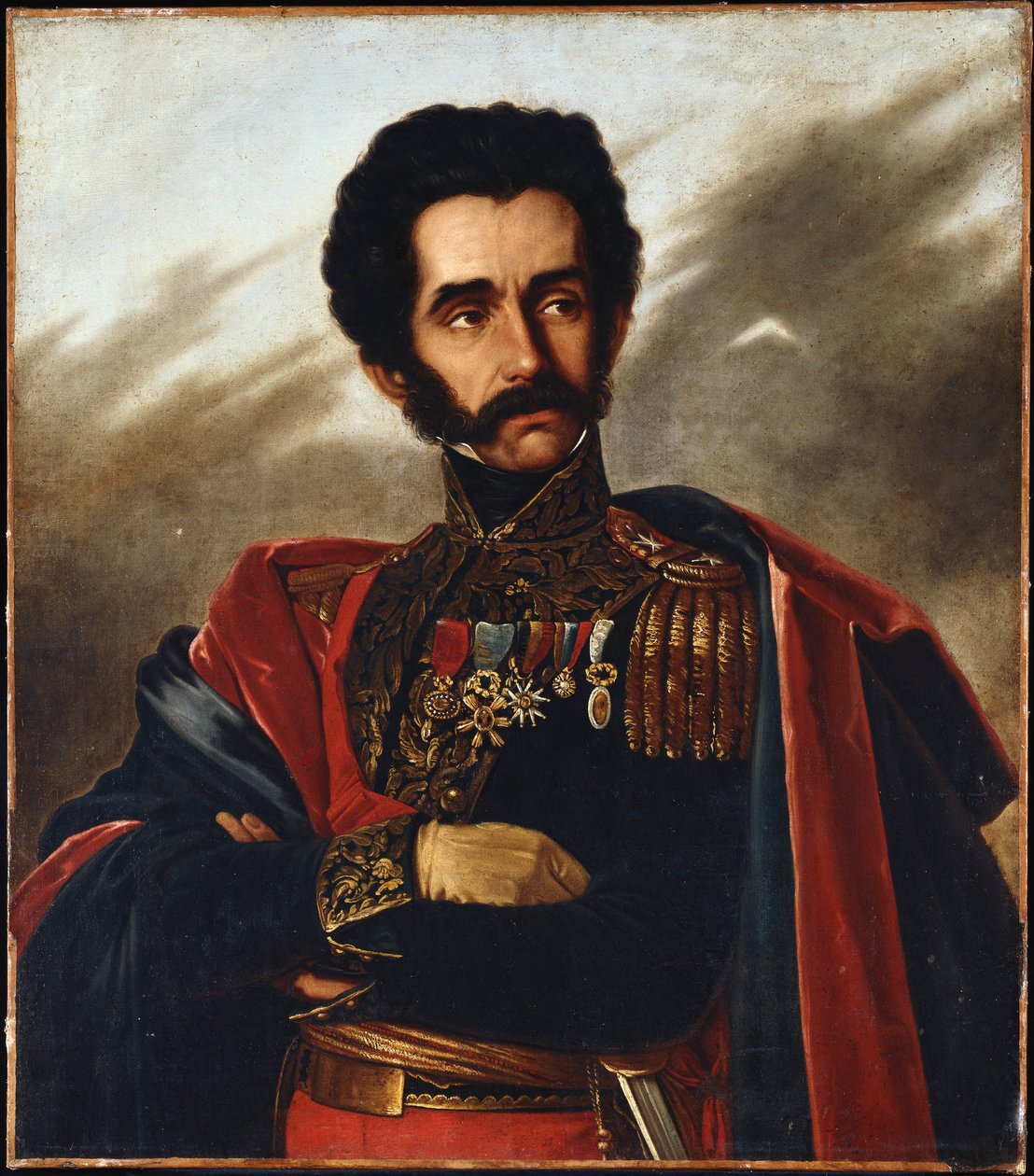 Portret wyzwoliciela, Simon Bolivar, połowa długości, w pełnym mundurze, ok. 1840 r. autorstwa South African School