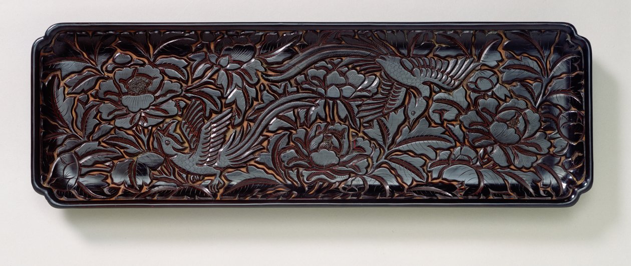 Rzeźbiona Taca (lakierowane drewno) autorstwa Southern Song Dynasty Chinese School