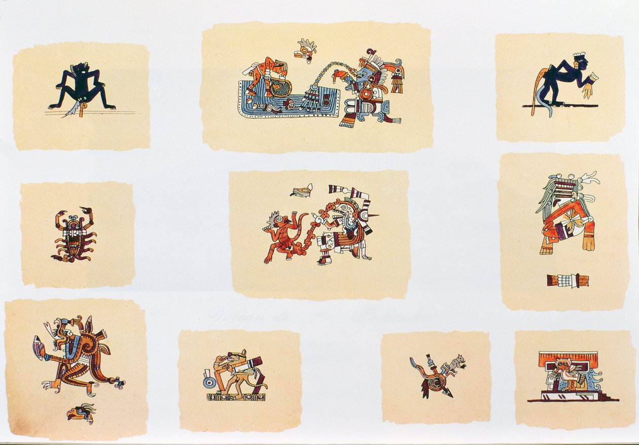 Faksymile stron kodeksu anonimowego (litografia kolorowa) autorstwa Spanish Colonial