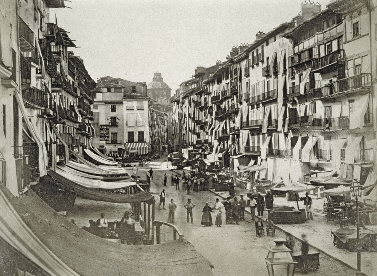 Scena uliczna Barcelony, ok. 1880 (odbitka albumowa) autorstwa Spanish Photographer