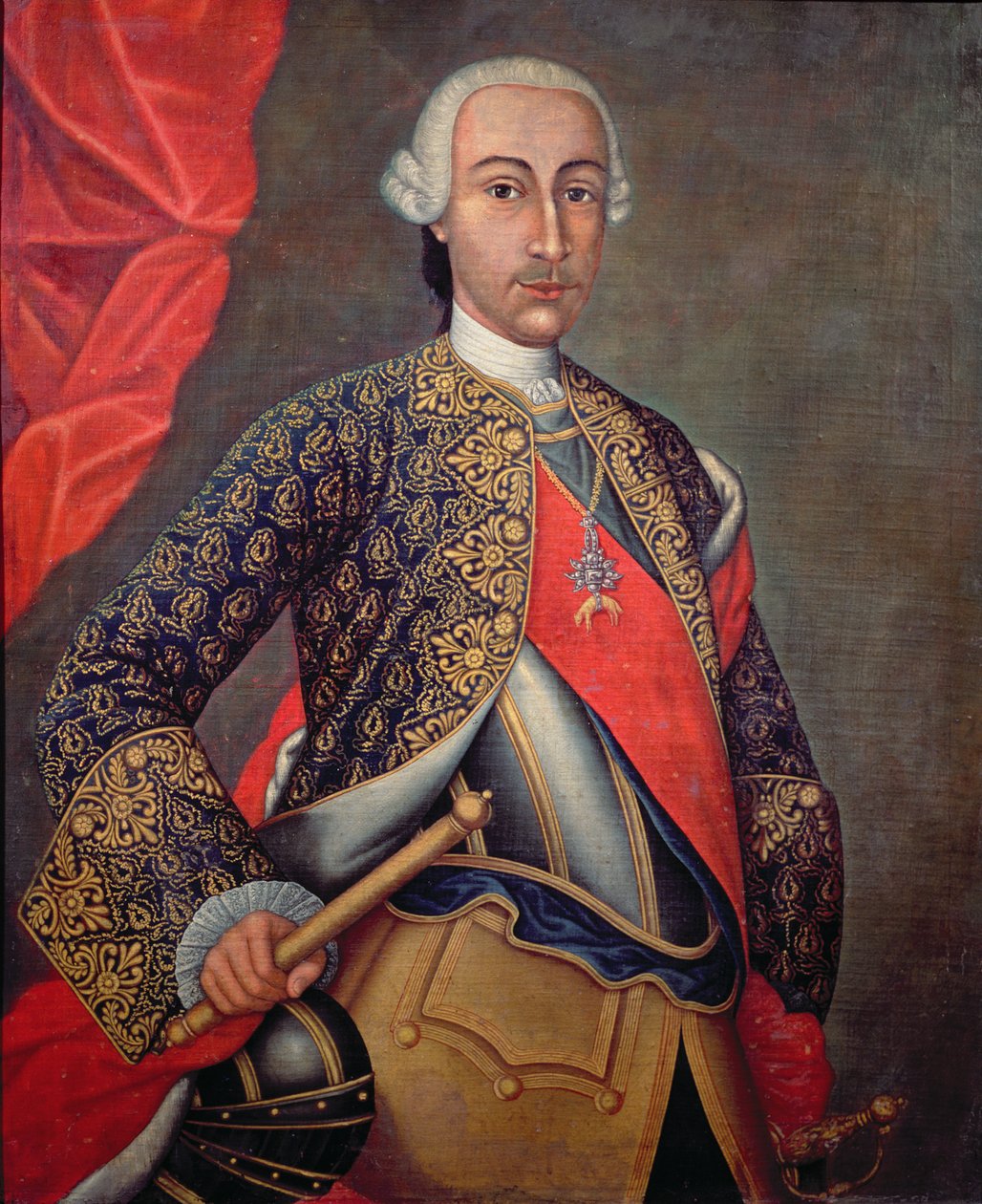 Karol III (1716-88) w zbroi i Orderu Złotego Runa autorstwa Spanish School