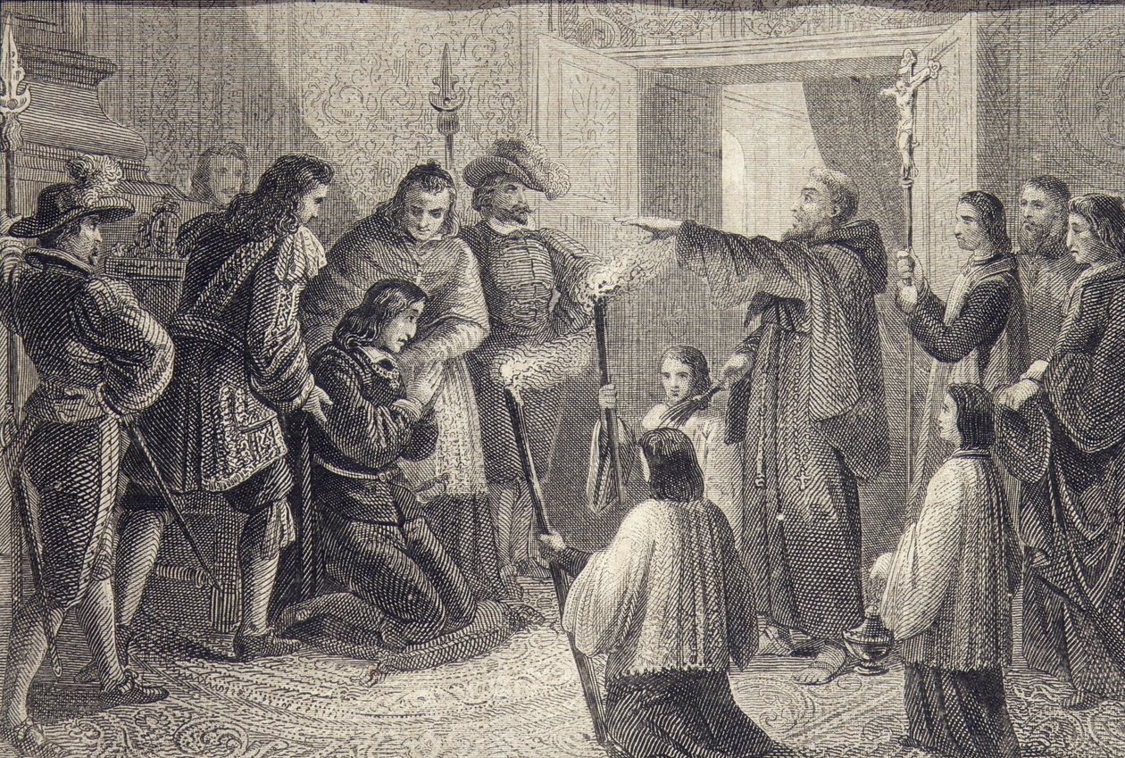 Egzorcyzmy Karola II z Hiszpanii (1665-1700) c.1698 autorstwa Spanish School
