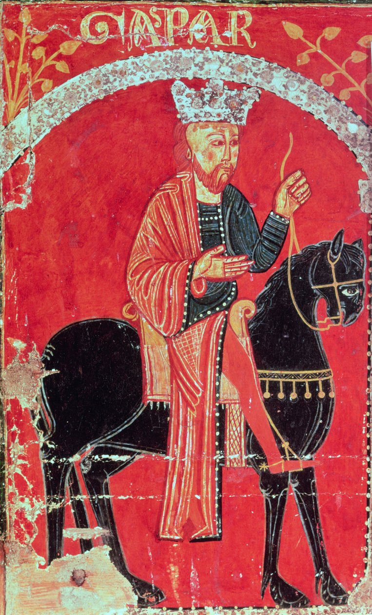 Król Melchior (tempera na panelu) autorstwa Spanish School