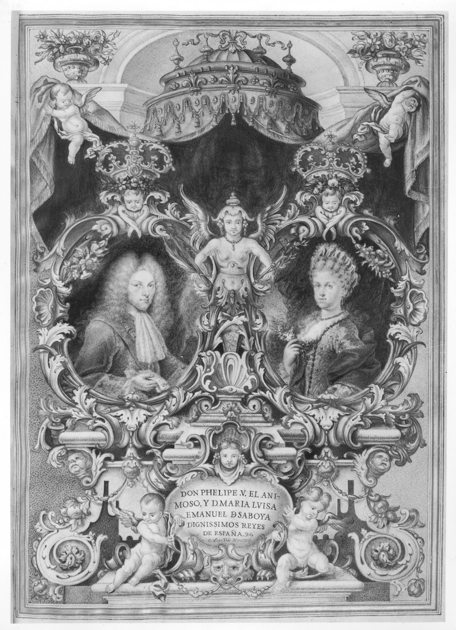 Filip V (1683-1746) król Hiszpanii i Maria Luiza (1688-1714) Sabaudii, 1713 autorstwa Spanish School