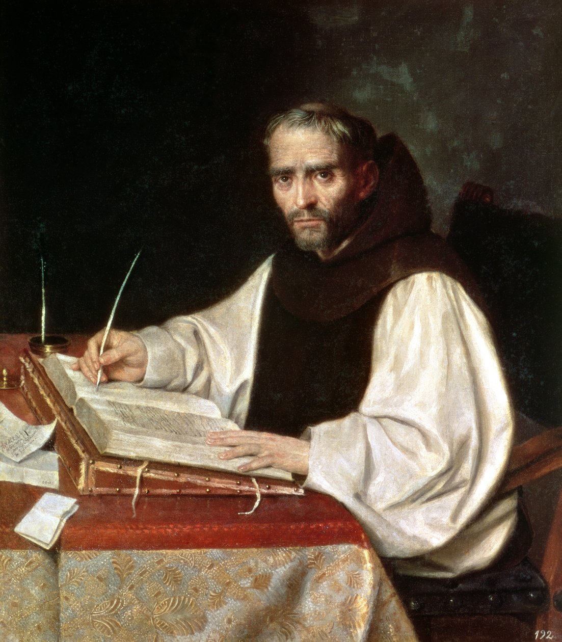 Portret Jose de Siguenza, przeora i bibliotekarza klasztoru San Lorenzo, 1602 autorstwa Spanish School