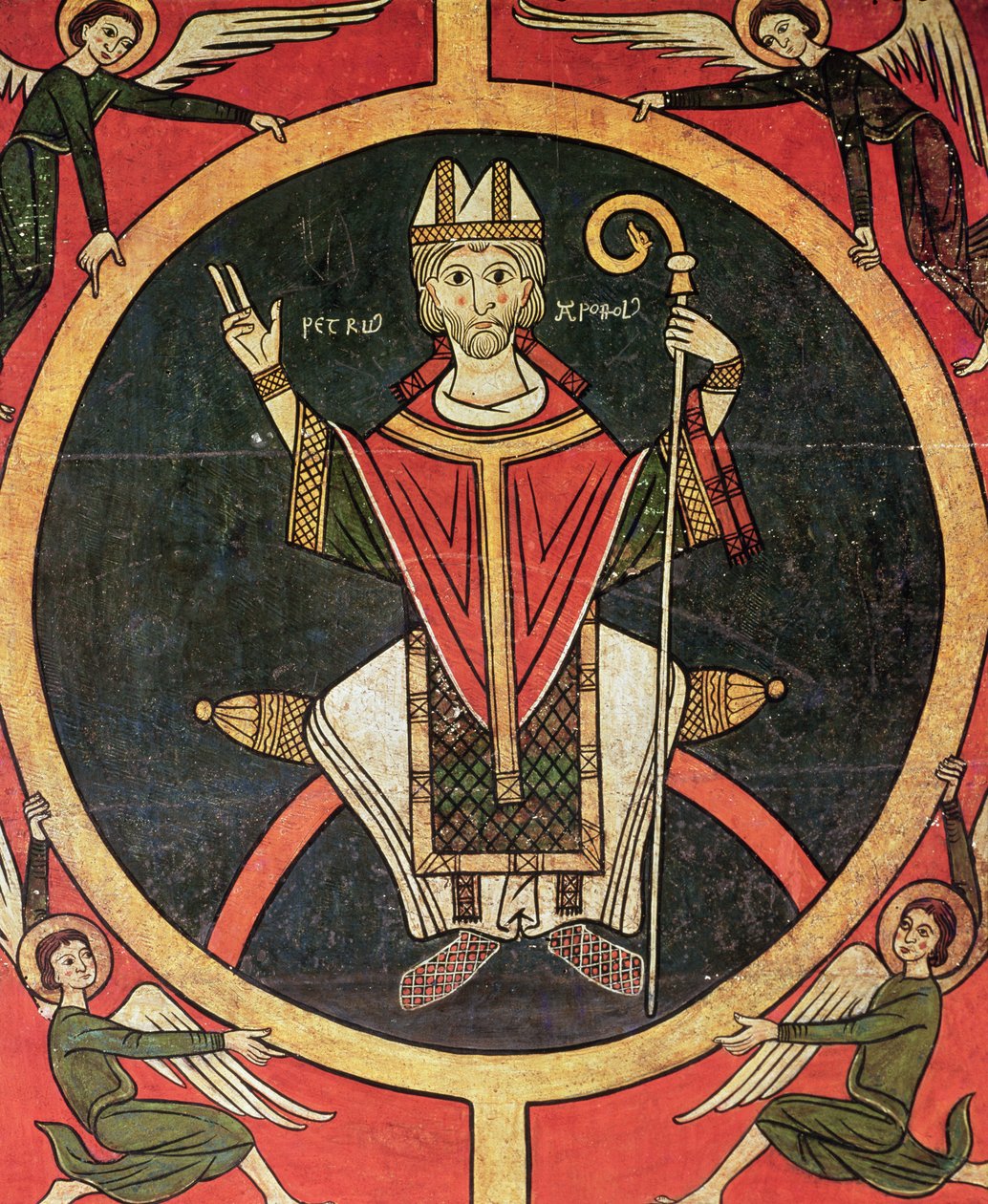 Św. Piotr, boczny panel z ołtarza kościoła San Pere, Oros (tempera na desce) autorstwa Spanish School
