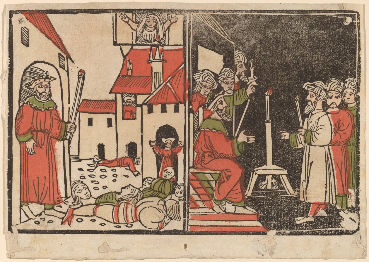 Masakra pierworodnych i egipskich ciemności autorstwa Spanish 15th Century