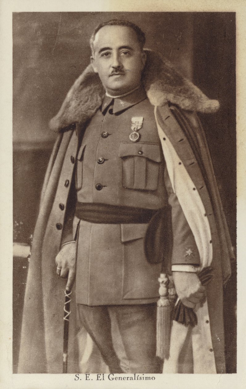 Francisco Franco, hiszpański generał i dyktator (zdjęcie czarno-białe) autorstwa Spanish Photographer