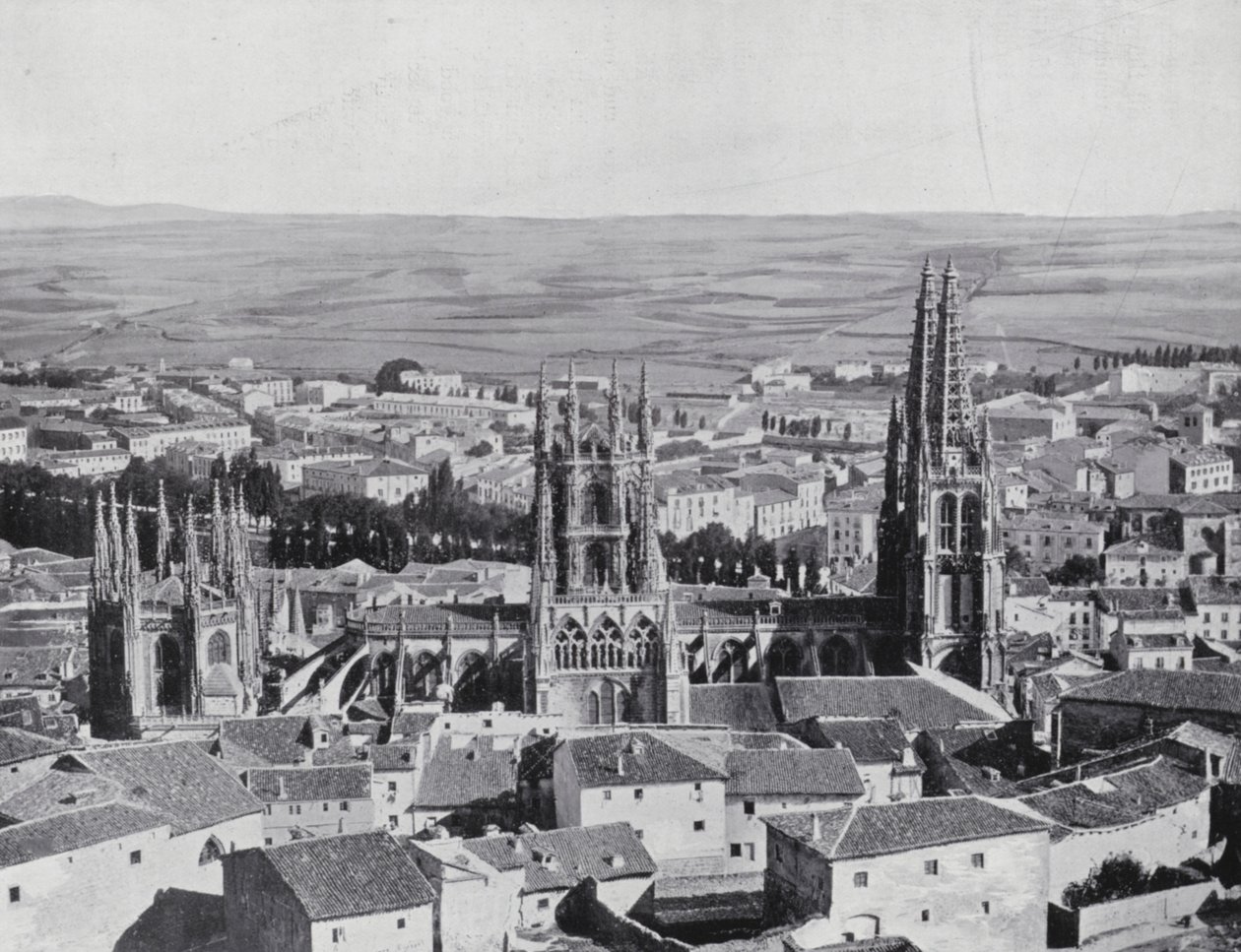 Widok ogólny Burgos (zdjęcie czarno-białe) autorstwa Spanish Photographer