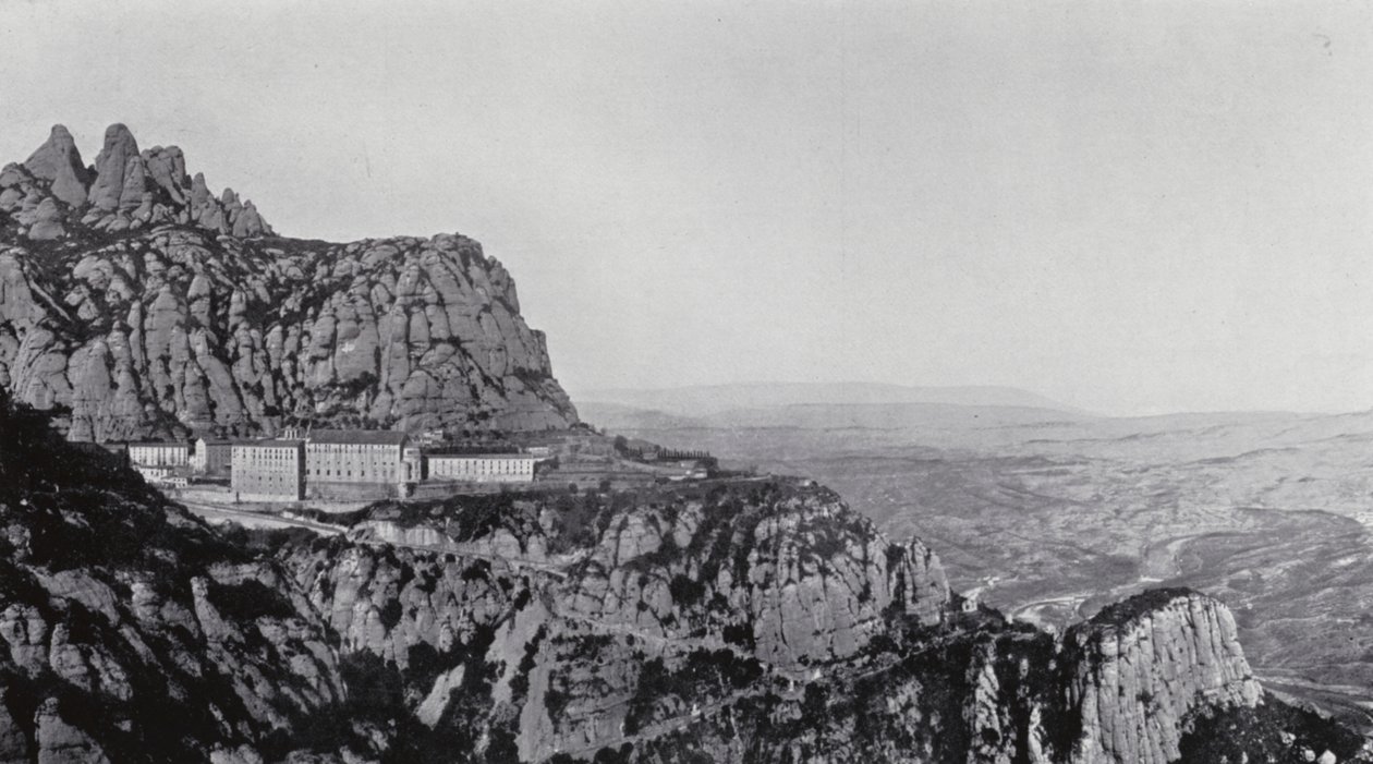 Widok ogólny Montserrat (zdjęcie czarno-białe) autorstwa Spanish Photographer