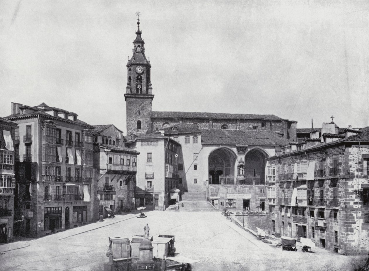 Plaza De La Constitucion, Vitoria (zdjęcie czarno-białe) autorstwa Spanish Photographer