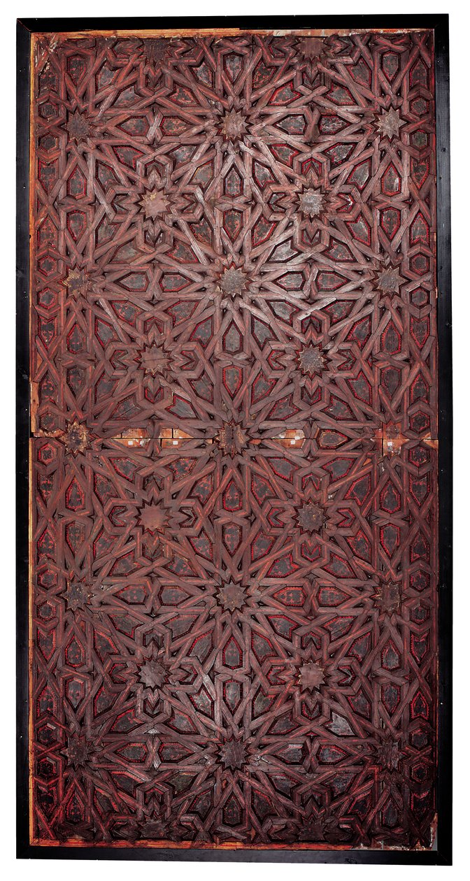 Geometryczny sufit w stylu mudejar, południowa Hiszpania, prawdopodobnie Sewilla (malowane drewno) autorstwa Spanish School