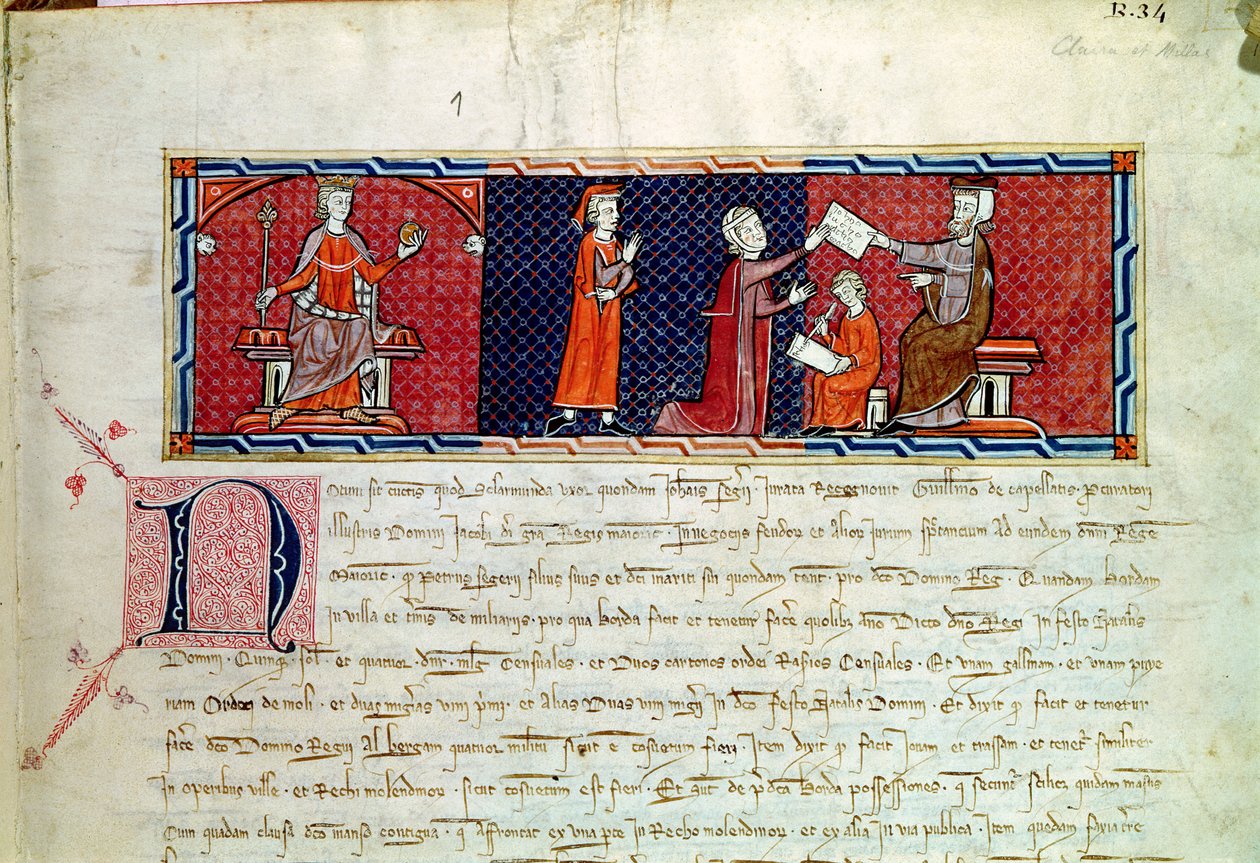 Kobieta składająca przysięgę przed królem Jakubem I (1207-76) Majorki, z Capbreu de Clayra et de Millas, 1292 autorstwa Spanish School