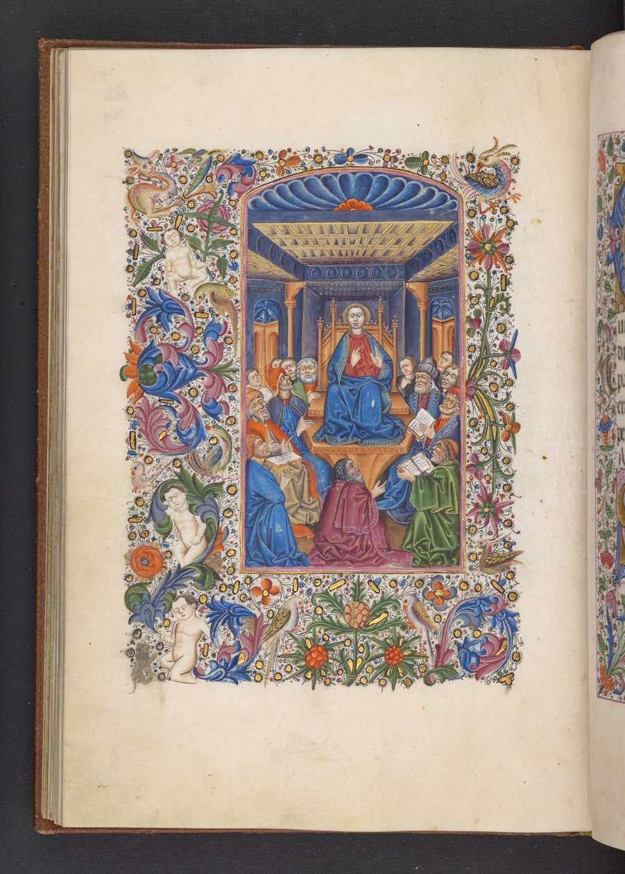 Dodaj MS 50004 f.53v Chrystus wśród lekarzy, z „Księgi godzin” (tusz, kolor i złoto na welinie) autorstwa Spanish School