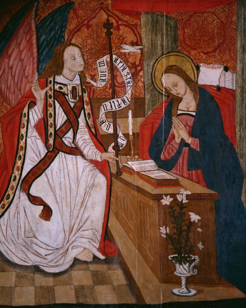 Zwiastowanie, tablica z kościoła San Andres z Tortury, koniec XV-pocz. XVI w. (drewno malowane) autorstwa Spanish School
