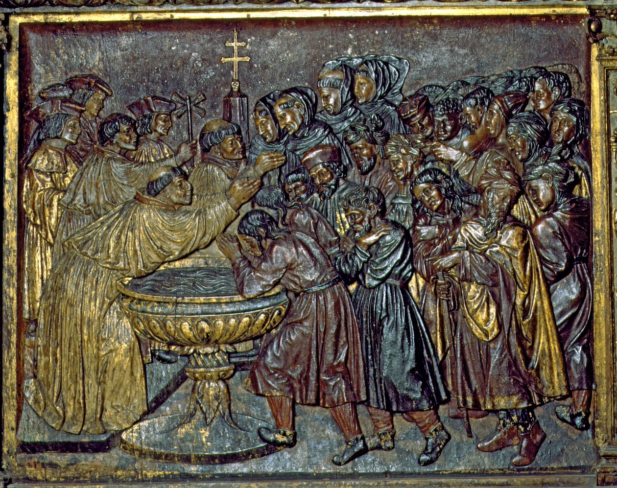 Chrzest Maurów, Felipe Bigarny (1475-1543), Capilla Real, Granada, Andaluzja, Hiszpania autorstwa Spanish School