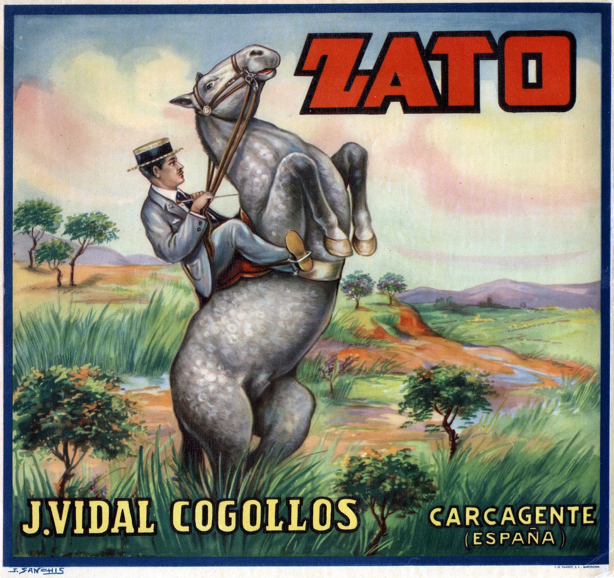Cavalier na koniu camber. Hiszpański plakat reklamowy, Walencja autorstwa Spanish School