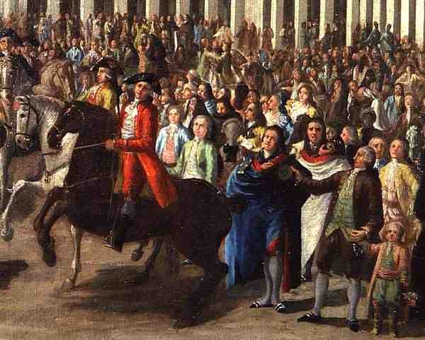 Karol III (1685-1740) Wjazd do Madrytu z Plaza Mayor autorstwa Spanish School