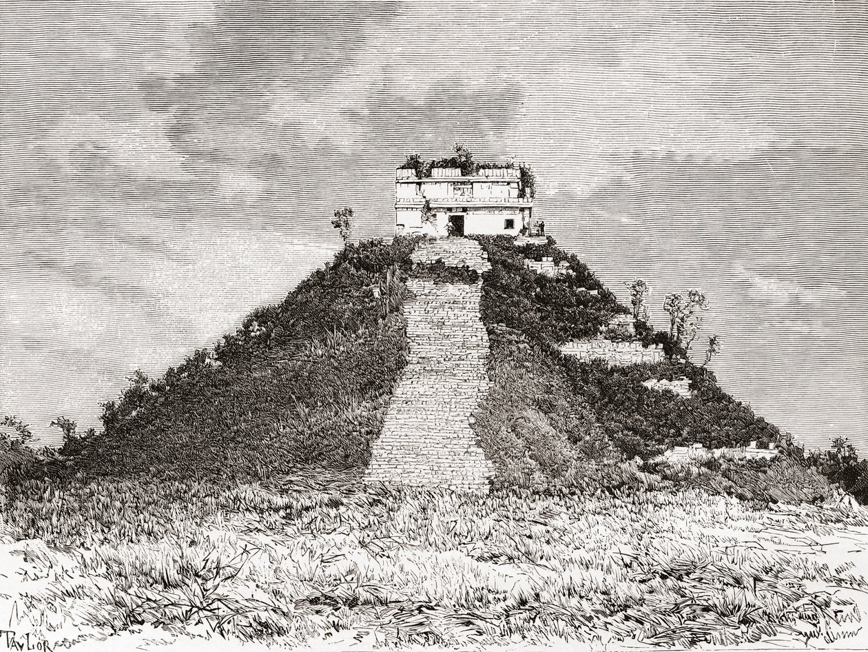 Chichen Itza, Jukatan, Meksyk: El Castillo aka Świątynia Kukulkan lub piramida Kukulkan autorstwa Spanish School