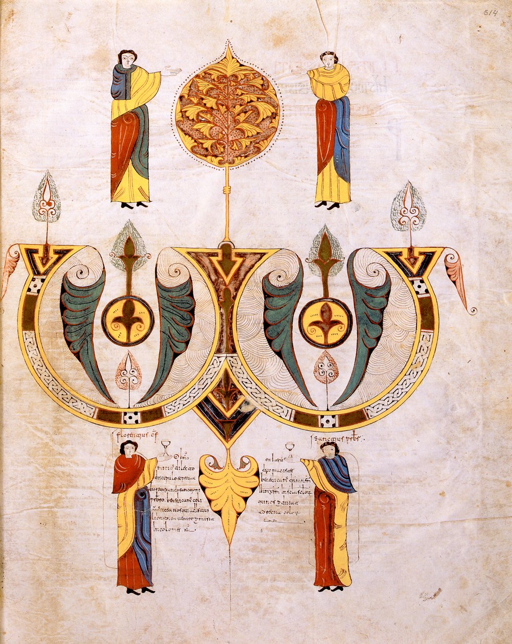 Kolofon Wizygotycko-Mozarabskiej Biblii św. Izydora, z portretami dwóch miniaturzystów, Florencio i Sancho, fol.514r., AD 960 (tempera na welinie) autorstwa Spanish School