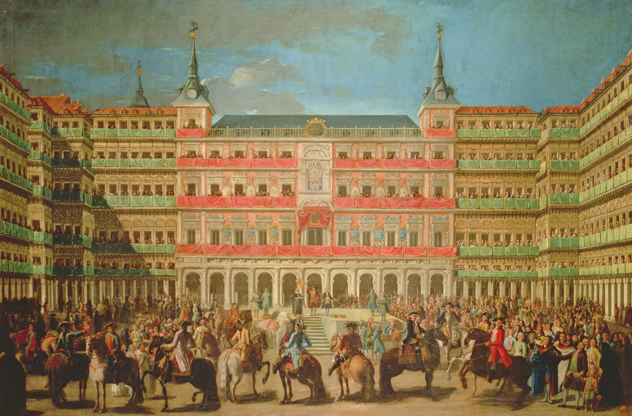 Dekoracja Plaza Mayor na wjazd Karola III do Madrytu autorstwa Spanish School